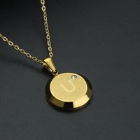 Fashion Letter Stainless Steel Gold Plated Zircon Pendant Necklace sku image 9