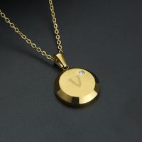 Fashion Letter Stainless Steel Gold Plated Zircon Pendant Necklace sku image 10