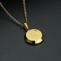 Fashion Letter Stainless Steel Gold Plated Zircon Pendant Necklace sku image 12
