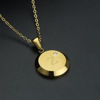 Fashion Letter Stainless Steel Gold Plated Zircon Pendant Necklace sku image 14