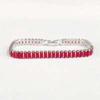 Copper Rhodium Plated Classic Style Inlay Colorful Zircon Bracelets sku image 8
