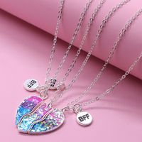 Simple Style Heart Shape Alloy Plating Girl's Necklace 3 Piece Set main image 1