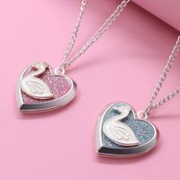Fashion Swan Heart Shape Alloy Girl's Necklace 1 Piece sku image 1