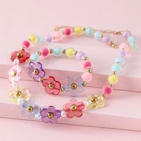 Sweet Flower Beaded Handmade Children Unisex Bracelets Necklace sku image 1
