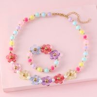 Sweet Flower Beaded Handmade Children Unisex Bracelets Necklace main image 4