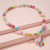 Style Simple Star Licorne Plastique Résine Perlé Fait Main Filles Collier 1 Pièce main image 1