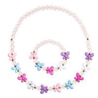 Sweet Insect Butterfly Plastic Resin Beaded Handmade Kid's Bracelets Necklace 2 Piece Set main image 2