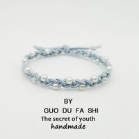 Fashion Round Elastic Band Handmade Artificial Pearls Hair Tie 1 Piece sku image 4