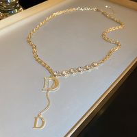 Vintage Style Letter Alloy Inlay Artificial Pearls Rhinestones Women's Necklace 1 Piece sku image 65