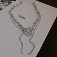 Vintage Style Letter Alloy Inlay Artificial Pearls Rhinestones Women's Necklace 1 Piece sku image 38