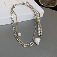 Vintage Style Letter Alloy Inlay Artificial Pearls Rhinestones Women's Necklace 1 Piece sku image 41