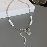 Vintage Style Letter Alloy Inlay Artificial Pearls Rhinestones Women's Necklace 1 Piece sku image 35