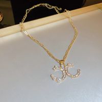 Style Vintage Lettre Alliage Incruster Perles Artificielles Strass Femmes Collier 1 Pièce sku image 49