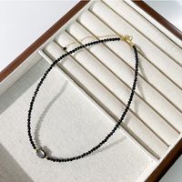 Style Vintage Lettre Alliage Incruster Perles Artificielles Strass Femmes Collier 1 Pièce sku image 63