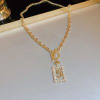 Vintage Style Letter Alloy Inlay Artificial Pearls Rhinestones Women's Necklace 1 Piece sku image 62