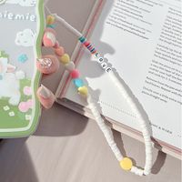 Cute Heart Shape Flower Pc Silica Gel Soft Clay Inlay Artificial Pearls Women's Mobile Phone Chain 1 Piece sku image 11