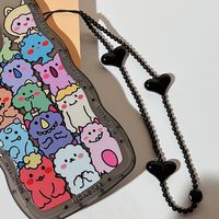 Cute Heart Shape Flower Pc Silica Gel Soft Clay Inlay Artificial Pearls Women's Mobile Phone Chain 1 Piece sku image 4