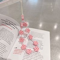 Cute Heart Shape Flower Pc Silica Gel Soft Clay Inlay Artificial Pearls Women's Mobile Phone Chain 1 Piece sku image 7