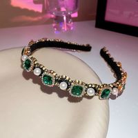 Women's Retro Square Alloy Inlay Pearl Zircon Hair Band sku image 3