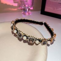 Women's Retro Square Alloy Inlay Pearl Zircon Hair Band sku image 1