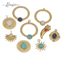 1 Piece Stainless Steel Turquoise Round Sun Fashion sku image 9