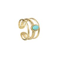 Fashion Geometric Stainless Steel Plating Hollow Out Inlay Turquoise Open Ring 1 Piece sku image 7