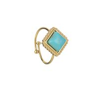 Fashion Geometric Stainless Steel Plating Hollow Out Inlay Turquoise Open Ring 1 Piece sku image 2