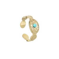 Fashion Geometric Stainless Steel Plating Hollow Out Inlay Turquoise Open Ring 1 Piece sku image 1