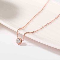 Simple Style Round Titanium Steel Gold Plated Inlay Zircon Necklace 1 Piece main image 5
