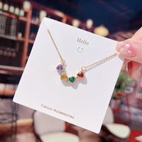 Wholesale Fashion Four Leaf Clover Heart Shape Copper Plating Inlay 18K Gold Plated Zircon Necklace main image 4