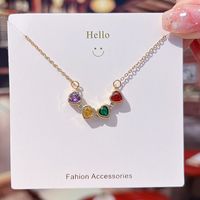 Wholesale Fashion Four Leaf Clover Heart Shape Copper Plating Inlay 18K Gold Plated Zircon Necklace main image 1