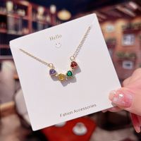 Wholesale Fashion Four Leaf Clover Heart Shape Copper Plating Inlay 18K Gold Plated Zircon Necklace main image 3