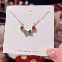 Wholesale Fashion Four Leaf Clover Heart Shape Copper Plating Inlay 18K Gold Plated Zircon Necklace main image 2