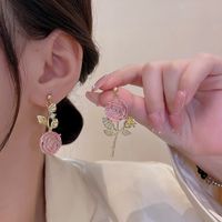 Exaggerated Flower Arylic Alloy Asymmetrical Plating Inlay Rhinestones Women's Drop Earrings 1 Pair main image 4