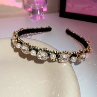 Women's Retro Square Alloy Inlay Pearl Zircon Hair Band sku image 4