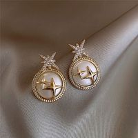 Luxuriös Stern Kupfer Vergoldet Künstliche Perlen Strasssteine Ohrstecker 1 Paar main image 5