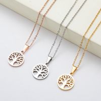 Fashion Round Tree Stainless Steel Plating Pendant Necklace 1 Piece main image 1
