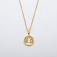 Fashion Round Tree Stainless Steel Plating Pendant Necklace 1 Piece main image 2