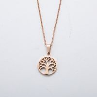 Fashion Round Tree Stainless Steel Plating Pendant Necklace 1 Piece sku image 3