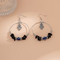 1 Pair Retro Devil's Eye Palm Alloy Irregular Beaded Women's Drop Earrings main image 3