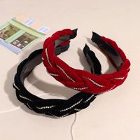 Fashion Twist Velvet Inlay Rhinestones Hair Band 1 Piece main image 6