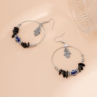 1 Pair Retro Devil's Eye Palm Alloy Irregular Beaded Women's Drop Earrings sku image 1