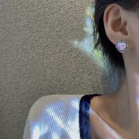 Mode Forme De Cœur Noeud D'arc Alliage Incruster Perles Artificielles Strass Femmes Boucles D'oreilles 1 Paire main image 3