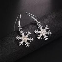 Fashion Snowflake Alloy Plating Rhinestones Christmas Women's Earrings 1 Pair main image 3