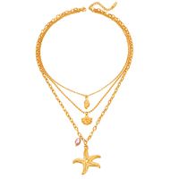 Beach Starfish Conch Shell Stainless Steel Plating Artificial Pearls Layered Necklaces main image 5