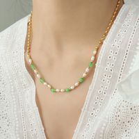 Simple Style Geometric Titanium Steel Beaded Opal Pearl Necklace main image 3