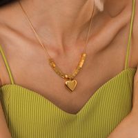 Fashion Heart Shape Stainless Steel Gold Plated Pendant Necklace main image 5