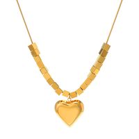 Fashion Heart Shape Stainless Steel Gold Plated Pendant Necklace main image 3