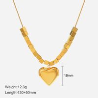 Fashion Heart Shape Stainless Steel Gold Plated Pendant Necklace sku image 1