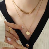 Fashion Portrait Titanium Steel Gold Plated Layered Necklaces main image 3